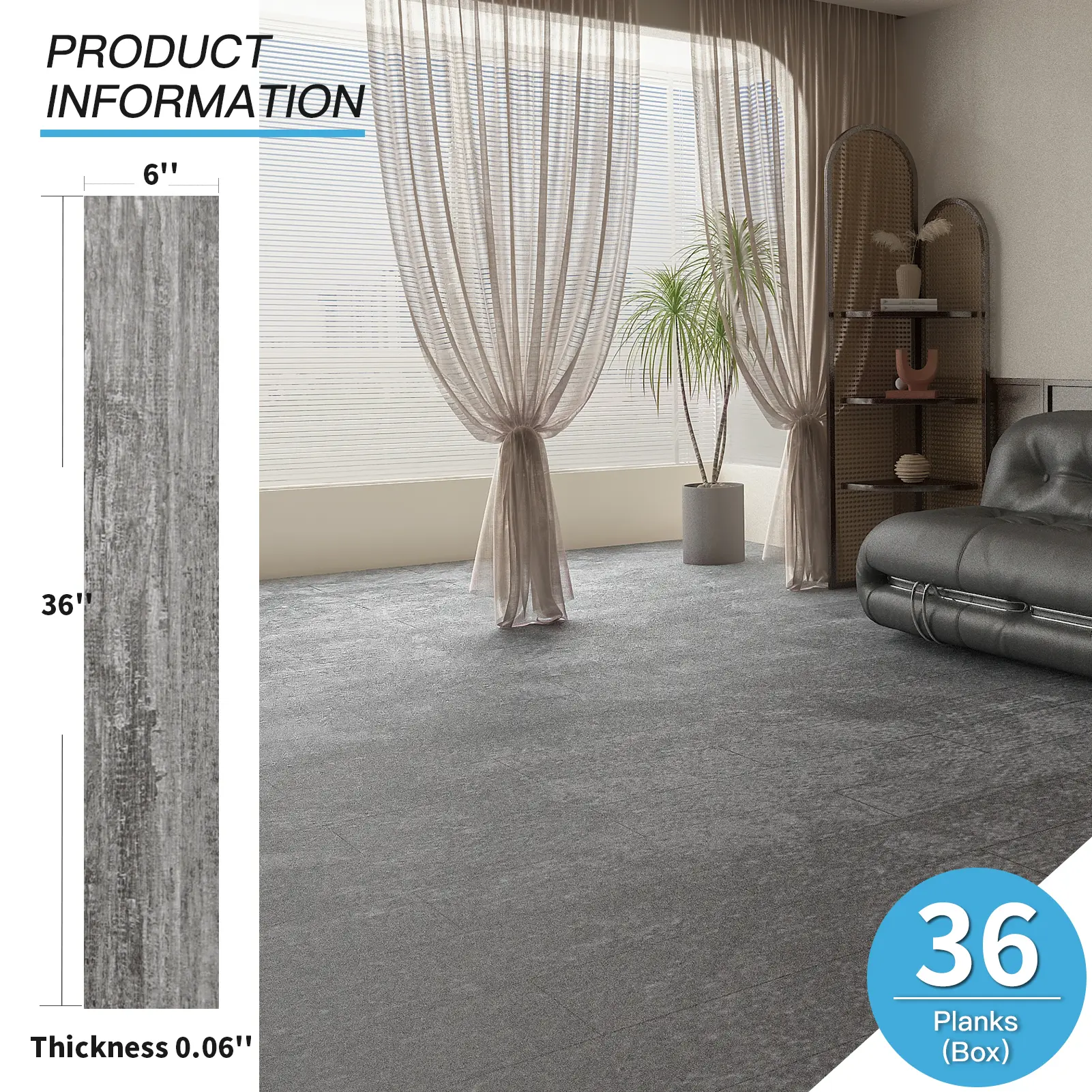 Art3d Self-Adhesive 0.6mm Standard Vinyl Wood Floor Tiles (36pcs/box, 36x6in, 54 Sq Ft Coverage) - Rigid Surface, Easy DIY Install, Decorative Modern Flooring for Indoor Home Improvement