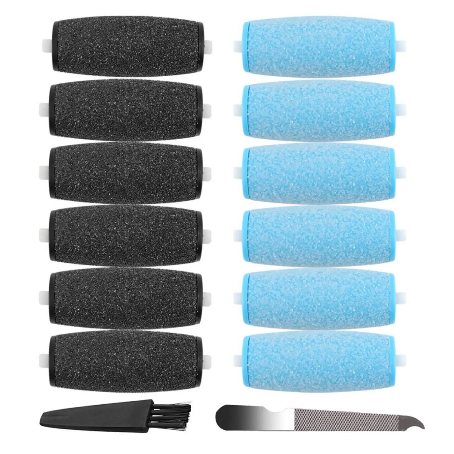 12Pcs Replacement Rollers for Amope Pedi Refills Electronic Perfect Foot File - 6 Black Extra Coarse& 6 Blue Regular Coarse - Home Improvement.