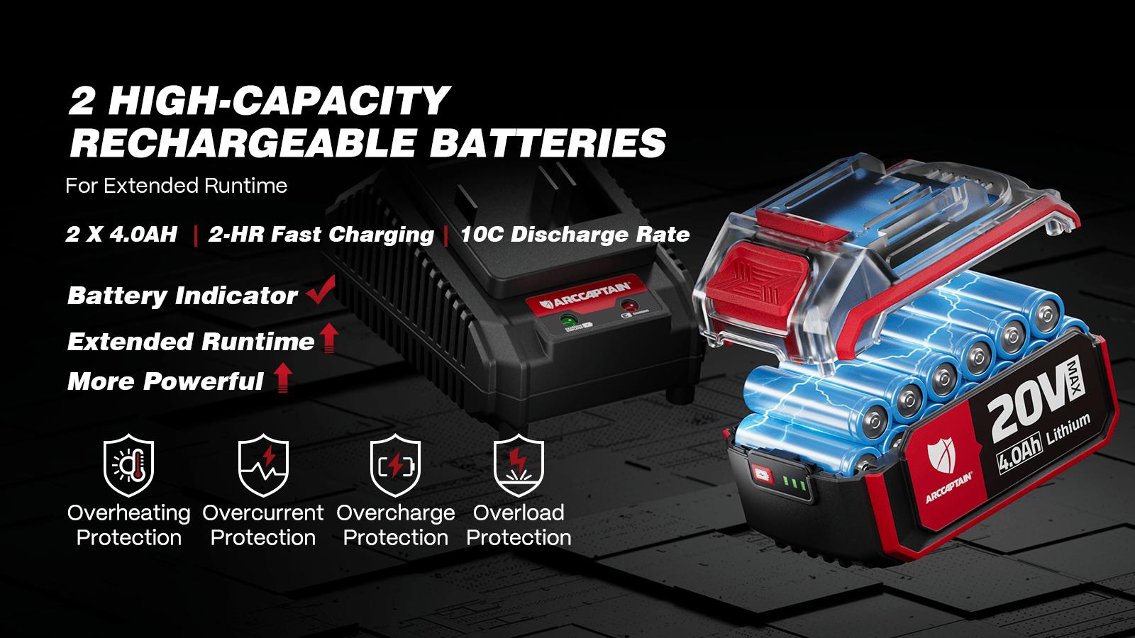 ARCCAPTAIN Angle Grinder Kit, 4-1/2 to 5",【Paddle Switch】9500RPM 1200W Brushless Power Motor Cordless Angle Grinder with 2PCS 4.0AH Batteries, 180°Rotatable Grinder Tool for Cutting/Grinding/Polishing, Holiday Haul, Best Christmas Gift for Men and Dad ARCCAPTAIN Angle Grinder Kit, 4-1/2 to 5",【Paddle Switch】9500RPM 1200W Brushless Power Motor Cordless Angle Grinder with 2PCS 4.0AH Batteries, 180°Rotatable Grinder Tool for Cutting/Grinding/Polishing, Holiday Haul, Best Christmas Gift for Men and Dad