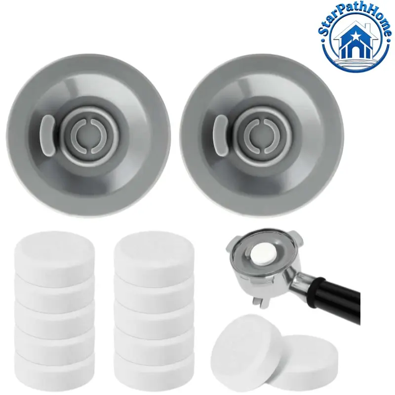 12 Pcs Cleaning Tablets and 2 Pcs Rubber Backflush Disc for Breville, 54mm Espresso Cleaning Discs, Clean Interior Parts and Portafilter, Espresso Machine Accessories