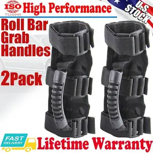 2PCS Roll Bar Grab Grip Handles Black for 1955-2016 Jeep Wrangler CJ YJ TJ JK JL