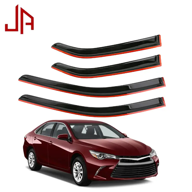 Window Rain Guard Visor In-Channel Vent Shade Deflector, Wind Noise Reduction Sun Rain Wind Guard, Dark Smoke Side Window Visor for 2012-2017 Toyota
