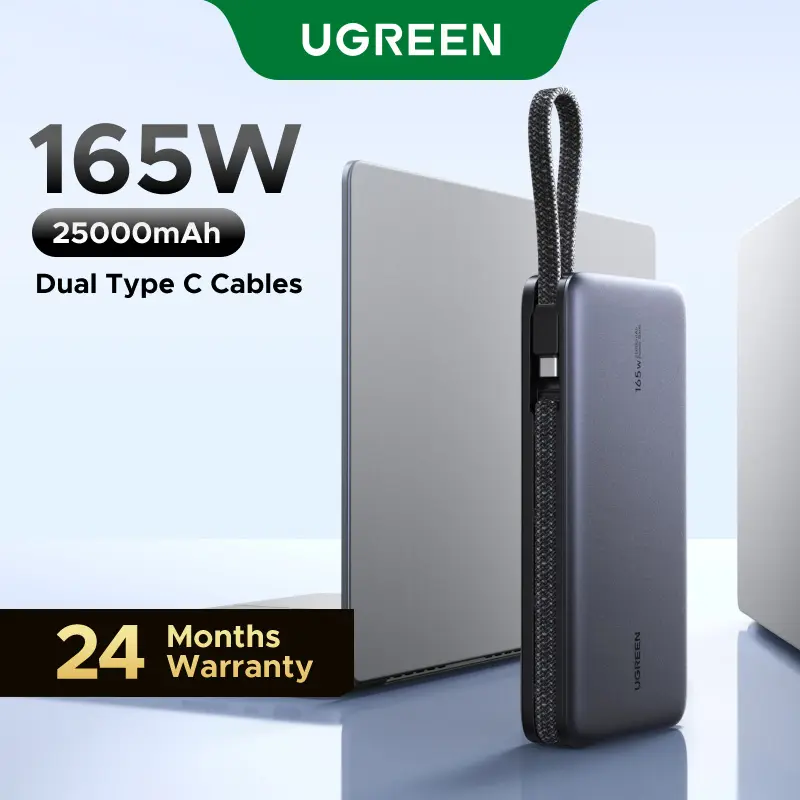 UGREEN Power Bank Bundle - 25000mAh PD145W & 20000mAh PD100W Portable Battery Powered Travel Gadgets, Type C Cable for iPhone 17/16 Pro Max Mobile Devices, On-the-Road Phone Accessories (Summer Sale)