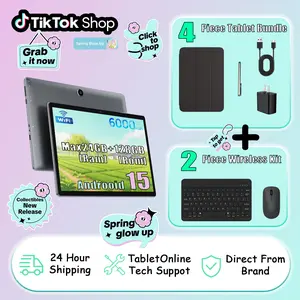 [TikTokShopSpringGlowUp]2026 new's tablets MaxPad10.1" IPS Android 15 Tablet 24GB RAM 128GB ROM Bundle with Keyboard Case Mouse Stylus Pre-installed Screen Protector Type-C Charging Large Storage Bluetooth 6000mAh Battery Adapter gift for Women's Day