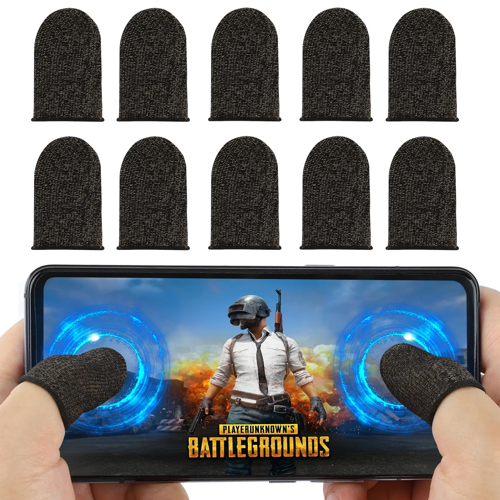 10 Pcs Anti-Sweat Finger-Friendly Finger Sleeves for PUBG Gaming, Smartphone Game Controller Accessories, Sweatproof Gaming Gloves (Metal Container Included), Fast Dry, Friction Reduction,back to school,back to school haul