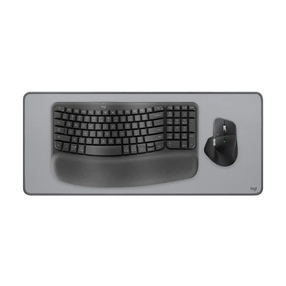 Logitech Productivity Multi-Device Bundle - MX Master 4 Wireless Mouse (Bluetooth Scrolling, Cable-Free, Haptic Clicky) + Wave Keys Ergonomic Keyboard + Large Desk Mat, USB-C, Windows & Mac, Multi-Device Bundle Mouse