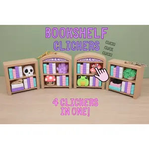 3D Printed Small Bookshelf Four Clicker Fidget