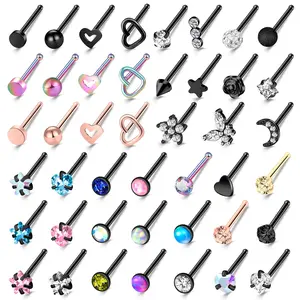44 Pieces Nose Ring Set - 20G Surgical Steel Studs with Moon, Star, Heart & Butterfly | Mix & Match for Coachella, Festivals & Everyday Edge