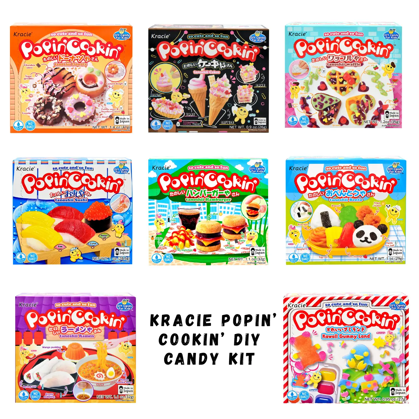 Kracie Popin Cookin DIY Candy Kit – 8 Fun Flavors (Sushi, Cakes, Donuts, Bento, Hamburger, Ramen, Waffle & Gummy Land) Snack Sweet, Snacks, Food And Snacks