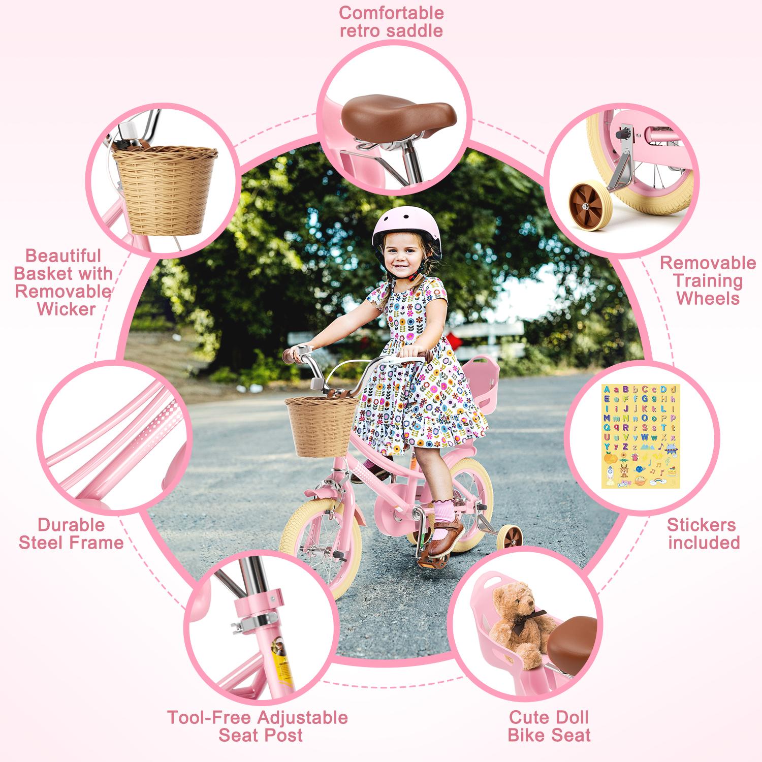 KORIMEFA Bike Toddlers and Kids, 12, 14, 16, 20 Inch Toddler & Kids Bike with Adjustable Seat & Handlebar, Training Wheels, Basket & Bell | Lightweight & Safe Design KORIMEFA Bike Toddlers and Kids, 12, 14, 16, 20 Inch Toddler & Kids Bike with Adjustable Seat & Handlebar, Training Wheels, Basket & Bell | Lightweight & Safe Design