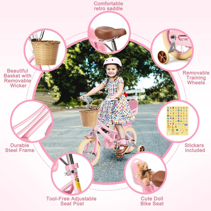 KORIMEFA Bike Toddlers and Kids, 12, 14, 16, 20 Inch Toddler & Kids Bike with Adjustable Seat & Handlebar, Training Wheels, Basket & Bell | Lightweight & Safe Design KORIMEFA Bike Toddlers and Kids, 12, 14, 16, 20 Inch Toddler & Kids Bike with Adjustable Seat & Handlebar, Training Wheels, Basket & Bell | Lightweight & Safe Design