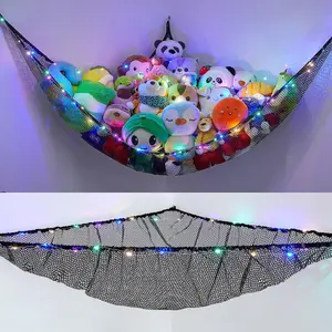 Unicorn Castle Stuffed Animals Net or Hammock Kids Toy Storage Organizer with LED Light Hanging Corner Stuffed Animals Holder Kids Girls Room Decor,Black,Large (Pack of 1) Unicorn Castle Mart