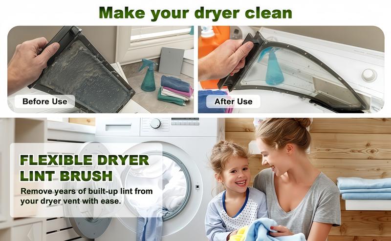 LMMAKE Dryer Vent Cleaner Brush 29.9 Inch Long Flexible with 25.6 Inch Dense Nylon Bristles for Efficient Dust Removal Smooth Airflow in Dryers Refrigerators Air Conditioners Household Cleaning Tool