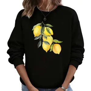 Casual Lemon Print Tops for Women – Soft Long Sleeve Sweatshirts Ideal for Summer Fashion