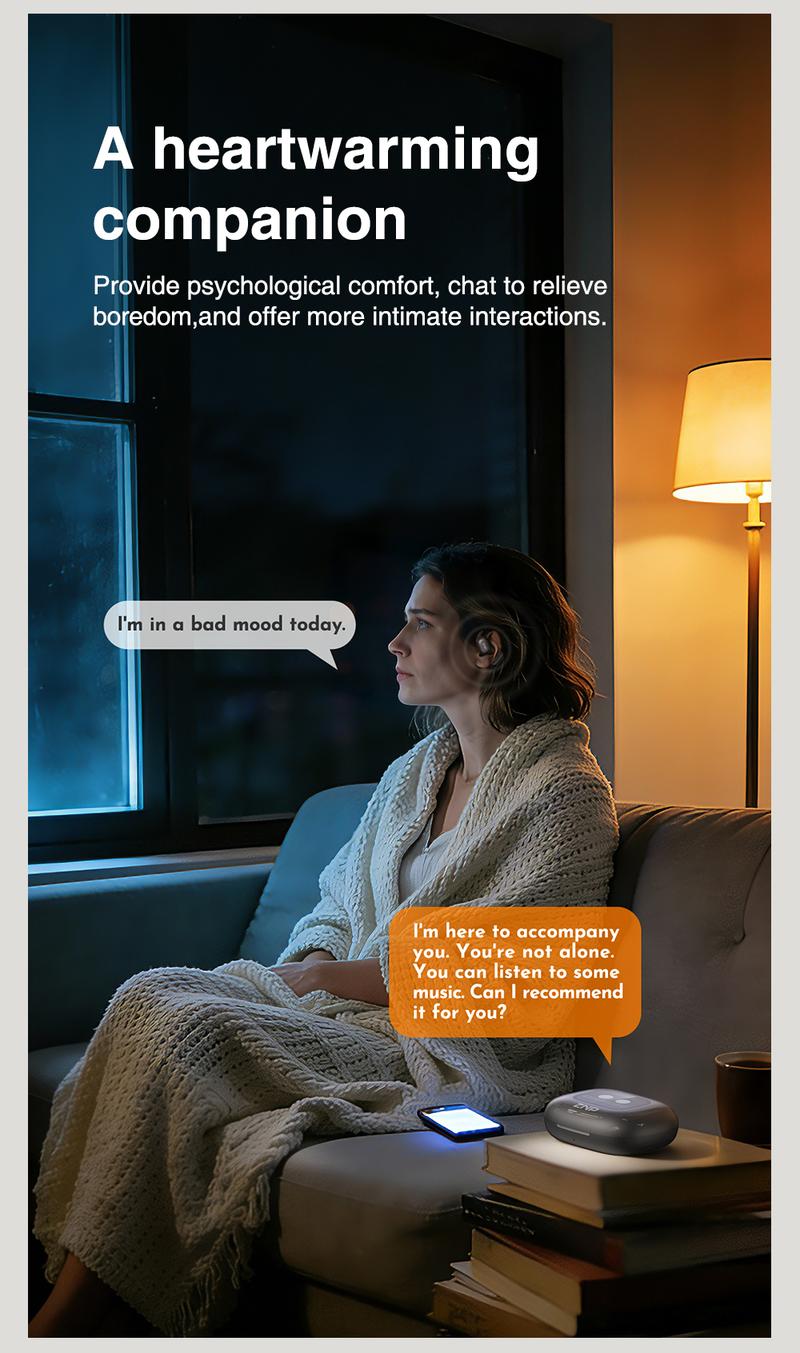 ZNP AI Earbuds for Conversational Chat Emotional Companionship & Portability Ideal for Social Interaction and Travel Gadget AI robot