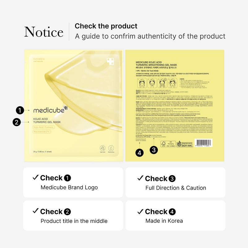 [medicube] Kojic Acid Turmeric Gel Mask (4 sheets) | Color Changing Gold Jelly Mask | Overnight Face Mask for Glass Glow Skin,  Vitamin C
