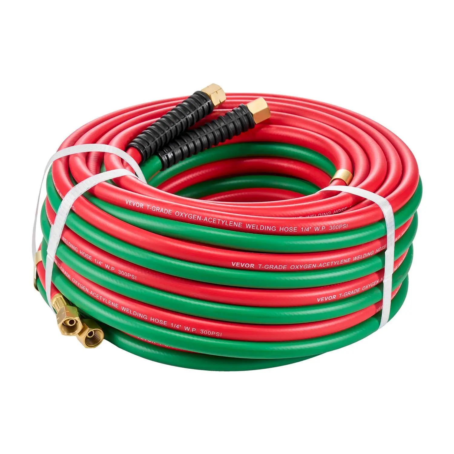【Summerfinds】VEVOR Oxygen Acetylene Hose, 1/4-Inch x 50FT Oxy Acetylene Hose with 9/16"-18 B Fitting, 300PSI T Grade Welding Cutting Torch Twin Hose, Compatible with Oxygen, Acetylene, Propane and Other Fuel Gases
