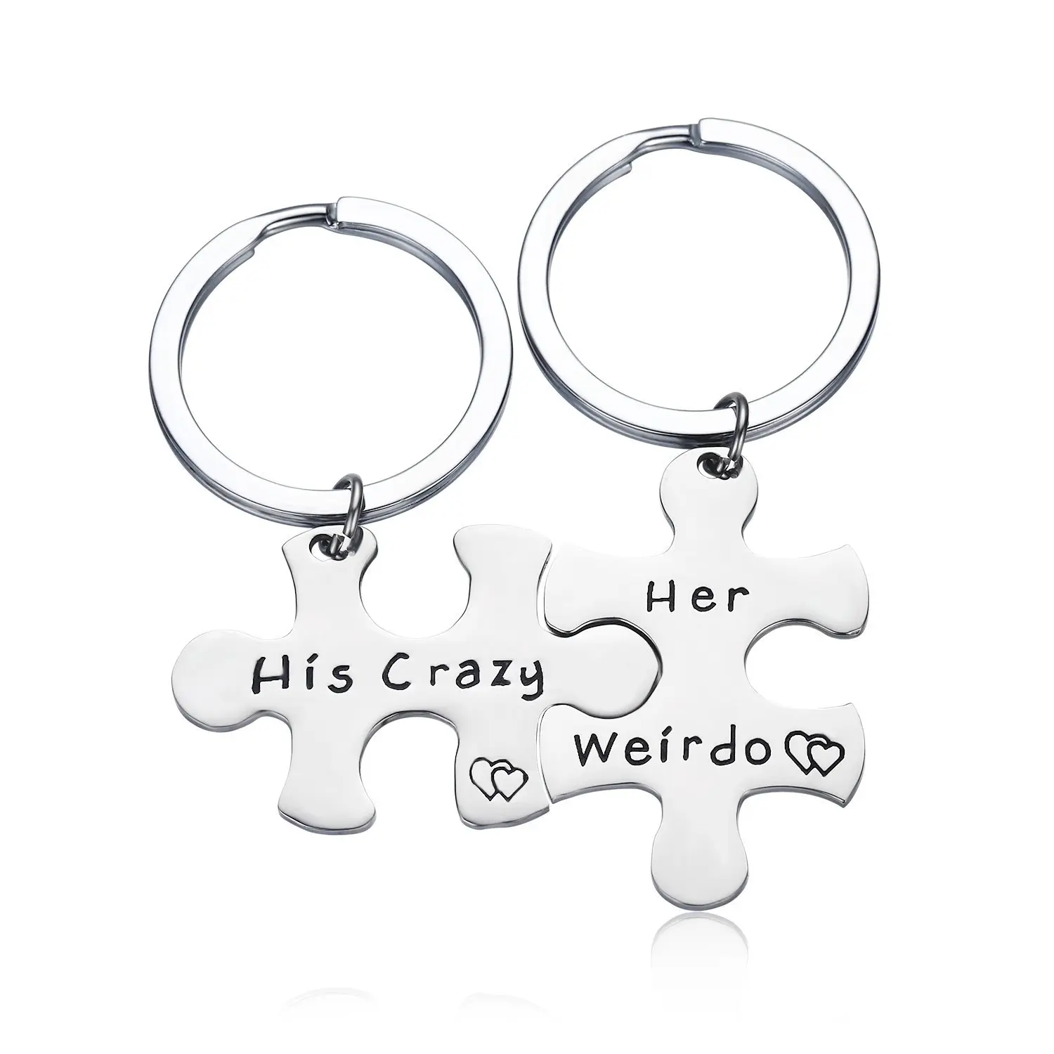 Stainless Steel His Crazy Her Weirdo/His Queen Her King Couples Keychains Set,Personalized Couples Jewelry,Gift for Boyfriend Girlfrien