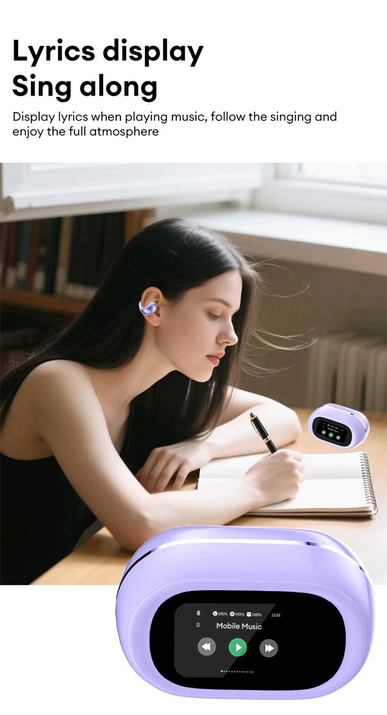 MGALL C100 Multifunctional Clip-On Wireless Headphones with 2025 Bluetooth 6.0, LED Touch Screen, Prevent Earphone Loss, Audio Earbuds for Music & Calls, Ideal Gift for Men & Women