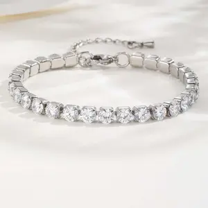 MP Tennis Bracelets Sparkling Zircon Charm ,Adjustable Hand Chain Stainless Steel non fade tarnish Accessories Daily Jewelry for Couples Men Women Gift for bf gf valentine Gold Chunky Rhinestone Bracelet popular elegant anniversary Diamond Gold-Plated