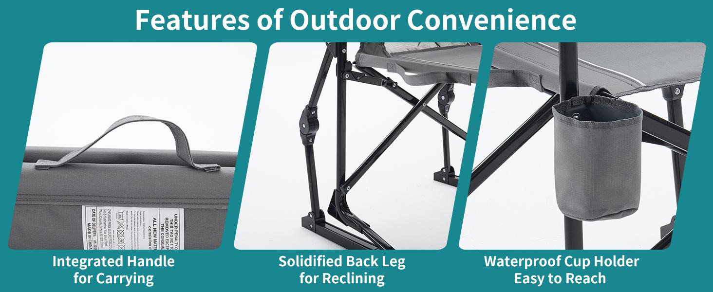 Stowaway Rocker ,Folding Camping Chair, Padded High Back, Adjustable Lumbar Support, Extra Wide for Adults, 5000 LBS Steel Frame, Portable Outdoor Stowaway Rocker ,Folding Camping Chair, Padded High Back, Adjustable Lumbar Support, Extra Wide for Adults, 5000 LBS Steel Frame, Portable Outdoor