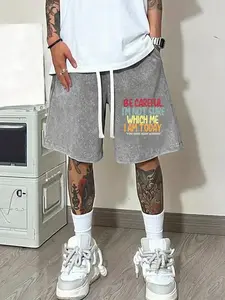 290G Water-Washed, Separate Personalized Print Shorts, High-Quality Wax-Dyed Vintage Shorts, Basketball Shorts, Suitable for Everyday Wear, Adjustable Drawstring Waist, Elastic Waistband And Pockets, Perfect Gift for Festivals59
