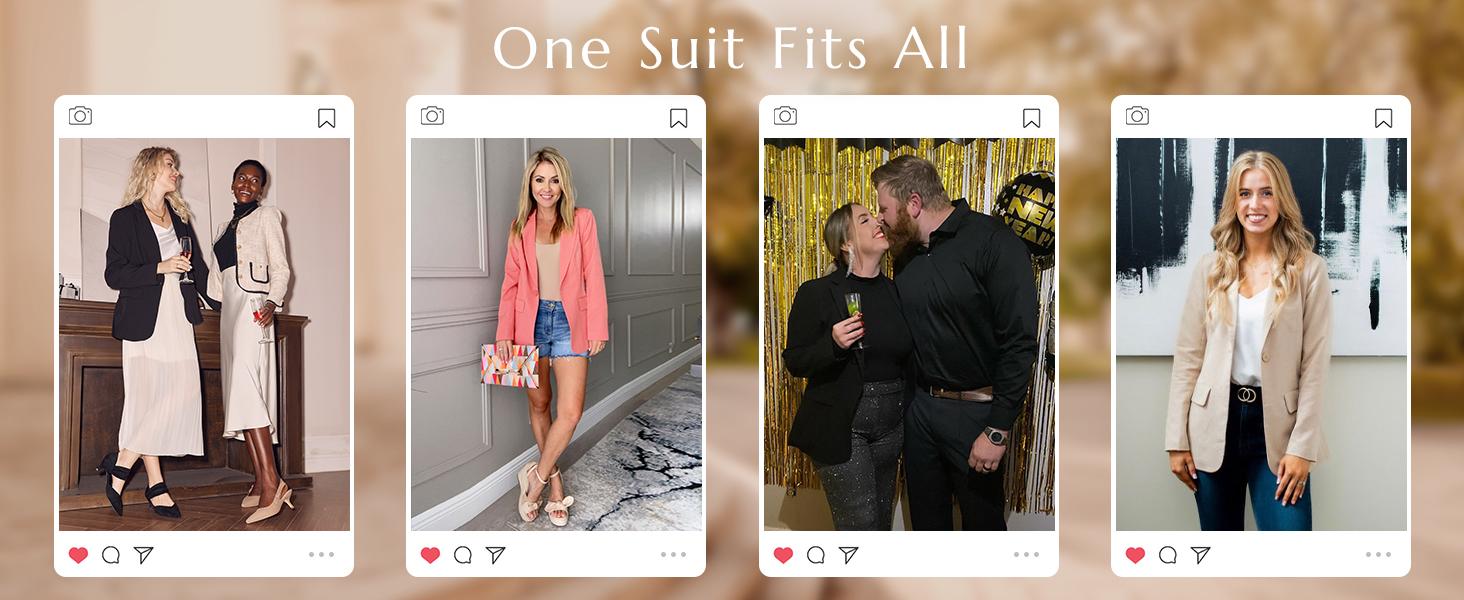 Imily Bela Womens Casual Blazers Open Front Long Sleeve Work Office Suit Jackets Blazer Fitted Basic Lapel Collar with Button Design & Pockets