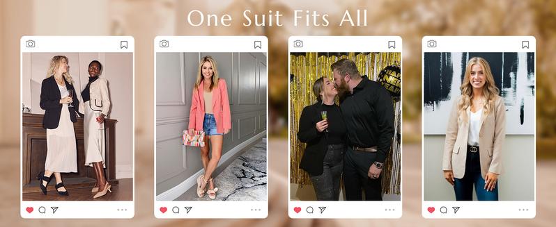 Imily Bela Womens Casual Blazers Open Front Long Sleeve Work Office Suit Jackets Blazer Fitted Basic Lapel Collar with Button Design & Pockets