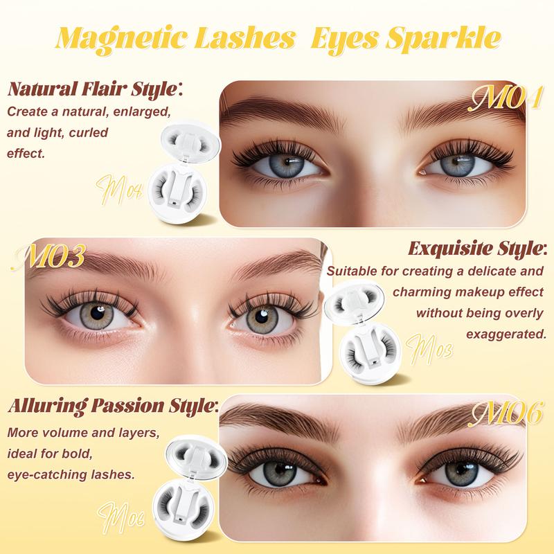 Magnetic Eyelashes with Applicator - CHENSPLEND Upgrade Soft Reusable Lashes + Feathery Style, Natural Look No Glue Needed, Easy Wear/Remove Magnetic False Lash Kit