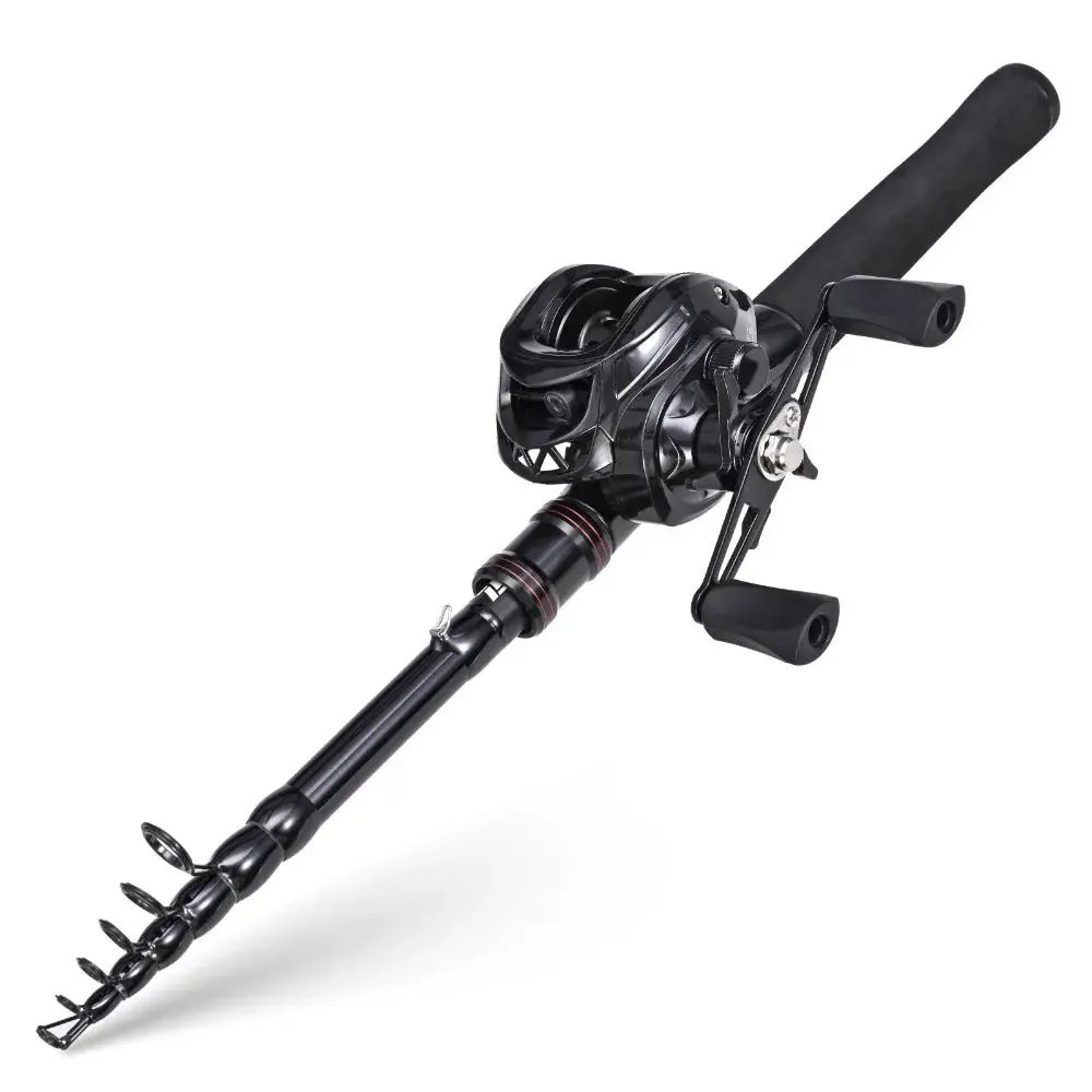 Carbon Fiber Telescopic Fishing Rod, Ultrashort Adjustable Length (1.5m-2.1m) Compact Form Feeding Fishing Feeder Combo