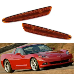 2PCS Amber Lens Front Bumper Side Marker Lights For Chevy Corvette C6 2005 2006 2007 2008 2009 2010 2011 2012 2013 Replace OEM 10440721 10440722 GM2551196 10316651