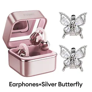 SummerWins Wireless Open-Ear Headphones with Built-in Makeup Mirror & Soft Fill Light. Compact Ring-Box Inspired Design, 98% Directional Sound Leakage Reduction, 40H Total Playtime, Bluetooth 6.0, Spatial Audio, Bass Boosted, Sweat-Resistant Cloud Skin