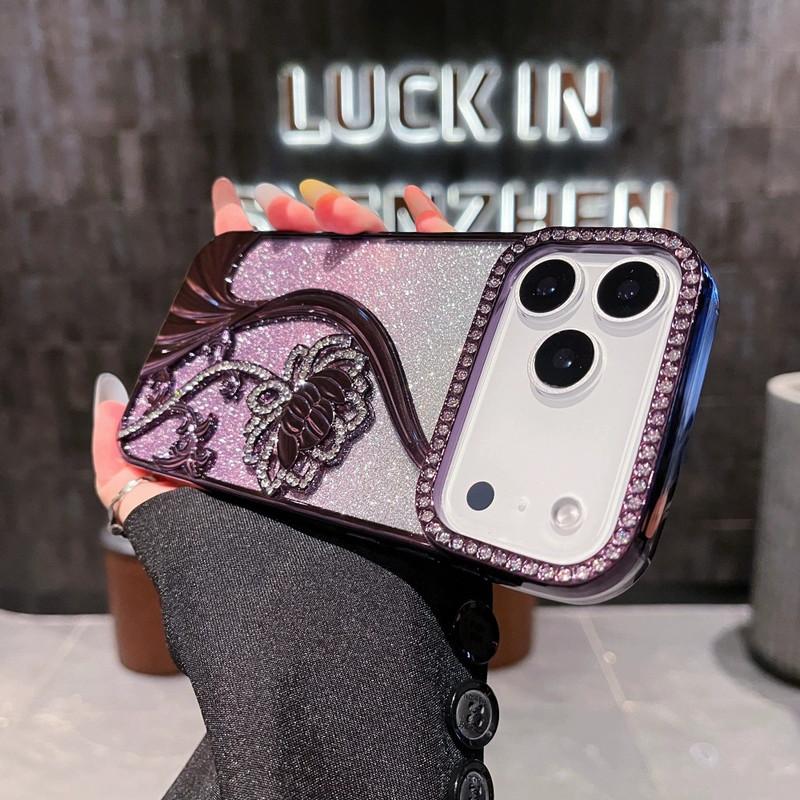 Compatible with iPhone 17 Pro Max/17 Pro/ 17/17 Air Flower-patterned gradient flash paper electroplated full package phone case-HN310-1