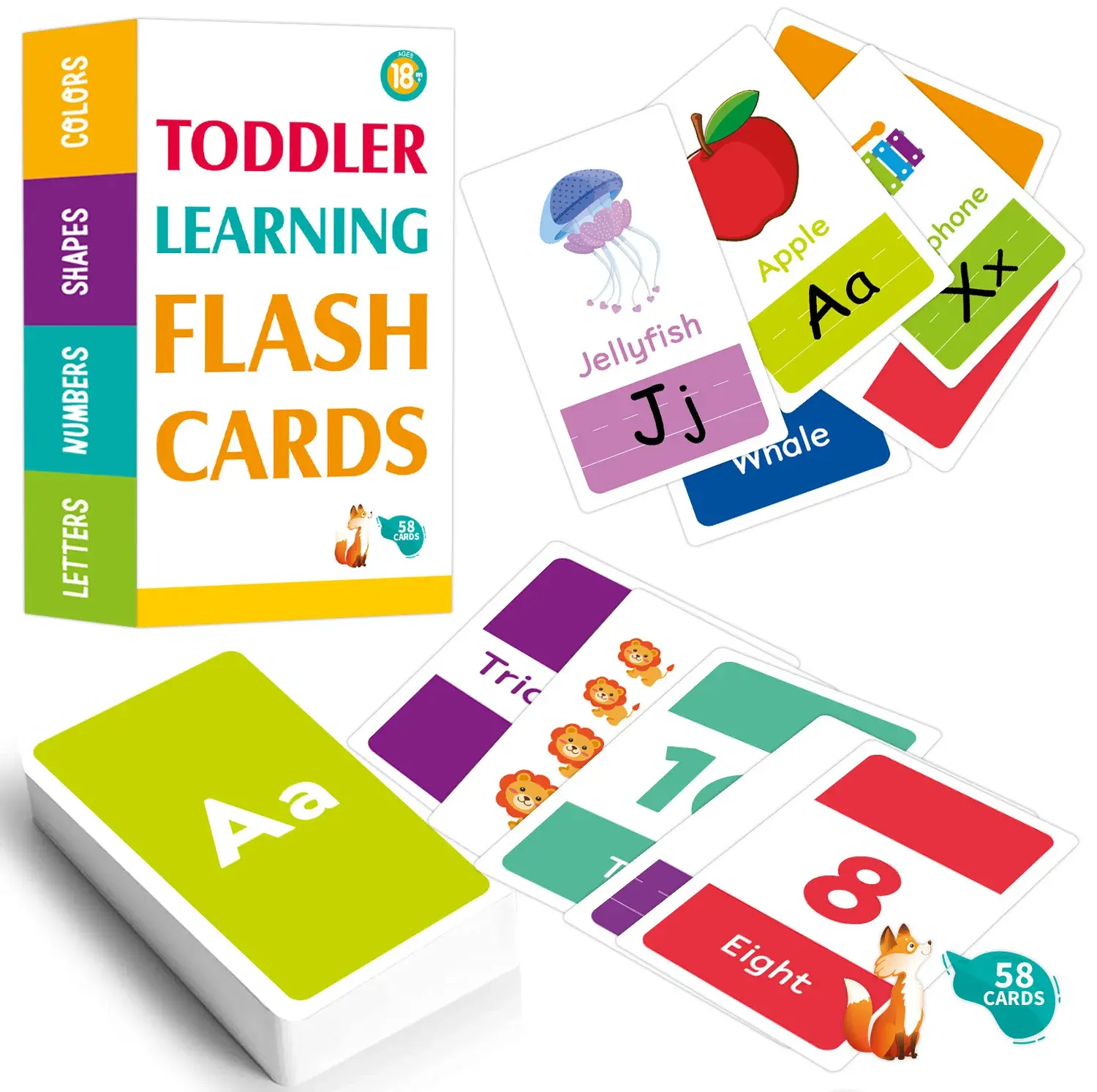 58PCS ABC Alphabet Flashcards Montessori Early Education Toys Baby Shapes Animals Learning Cards Games Puzzles for Kids Gifts Does not apply