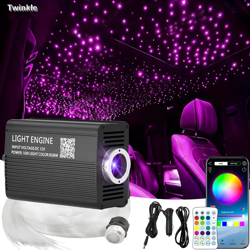 Twinkle 500pcs/1000pcs 0.03in 6.5ft/9.8ft Starlight Headliner Kit 16W/32W Fiber Optic Lights Star Lights for Car Roof Decor with APP/Remote Control Rgb Car Interior Rgb Interior Ambient,Dealsforyoudays projector