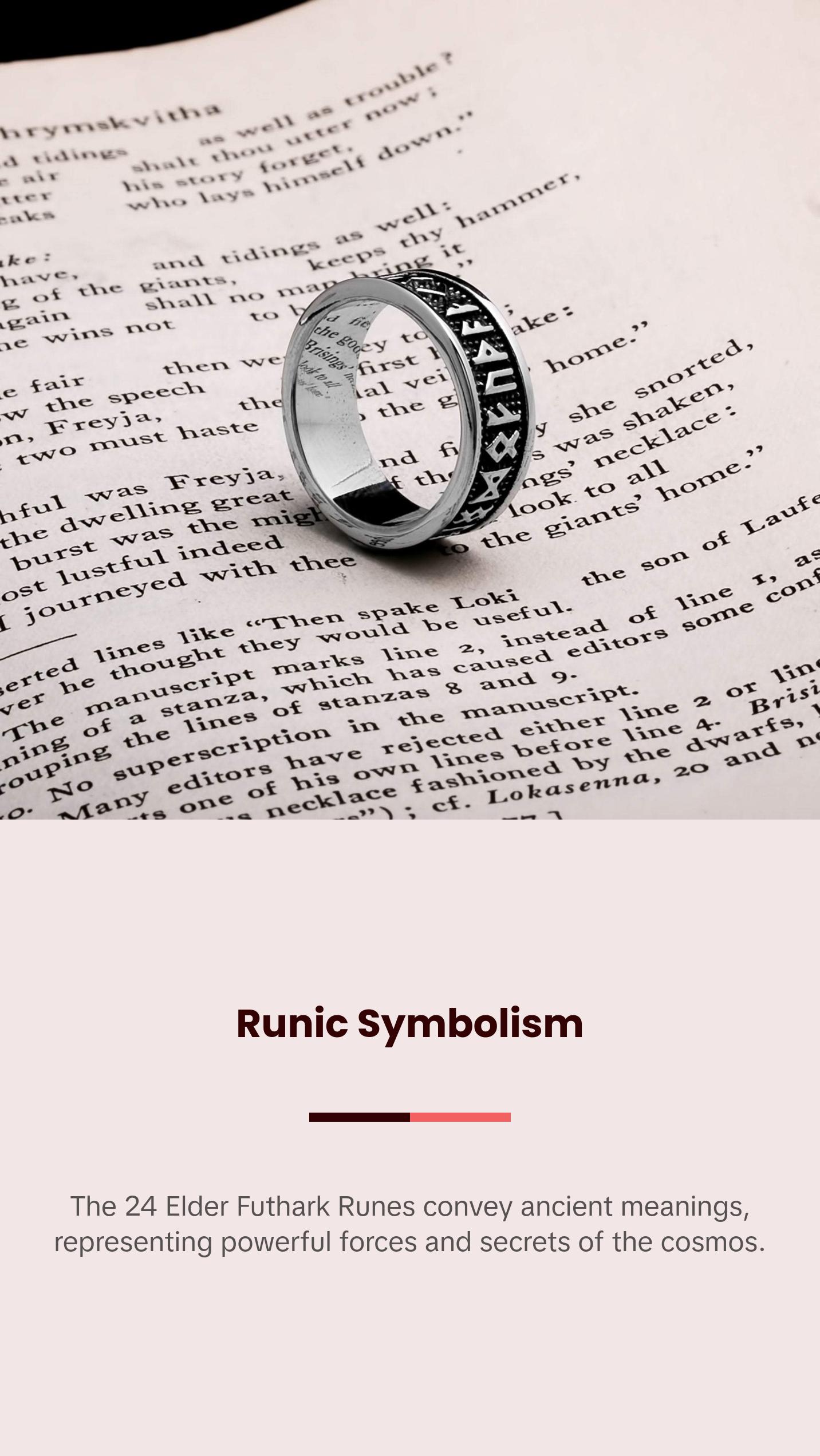 Viking Elder Futhark Rune Ring 8mm Band 316L Stainless Steel