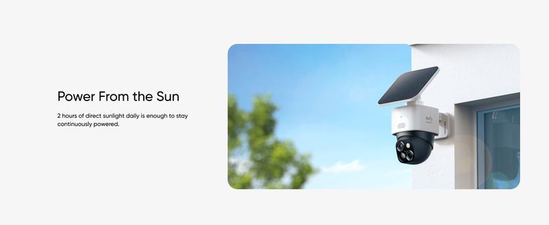 eufy Security SoloCam S340 360° Pan & Tilt Solar Security Camera 2.4 GHz Wi-Fi No Monthly Fee HomeBase S380 Compatible - Ai Auto Lock And Tracking