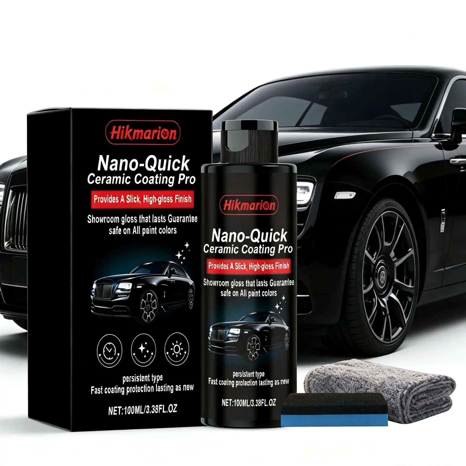 Nano ceramic coating set, advanced ceramic technology for dust prevention, 100ml professional version, surface protection, polishing, refurbishing, brightening, and daily maintenance for cars