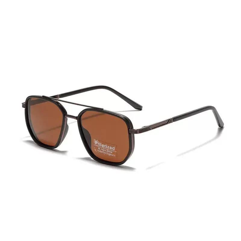 Geometric Square Sunglasses with Double Bridge, Unisex Lightweight Metal Frame for Street Style & Travel, Street Style Sunglasses, Trendy Streetwear Sunglasses