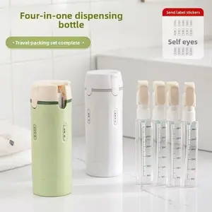 4-in-1 Travel Dispenser Bottle for Toiletries Portable Cosmetic Shampoo Storage Lotion Compact Plastic Container Easy Press Smooth Flow bottle
