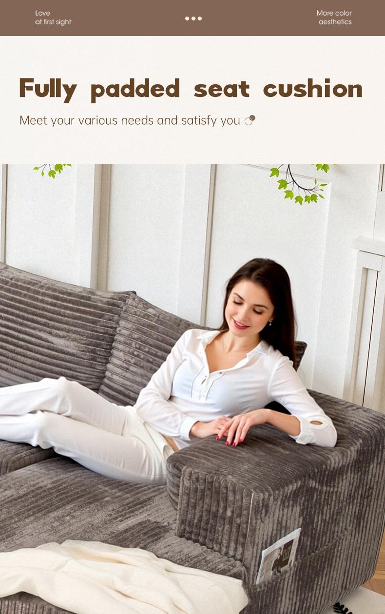 【3 Pack Shipment】[2 Free Pillows] U-Shaped Convertible Corduroy Sectional Sofa Compressed Corduroy Fast Shipping (US Warehouse) living room boneless sectional couch