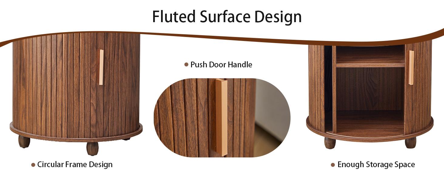 Giratree Fluted Round End Table with Charging Station, Farmhouse Small Sofa Side Table with Sliding Tambour Door & Storage, Mid-Century Wood Fulted Nightstands for Living Room, Bedroom Giratree Fluted Round End Table with Charging Station, Farmhouse Small Sofa Side Table with Sliding Tambour Door & Storage, Mid-Century Wood Fulted Nightstands for Living Room, Bedroom