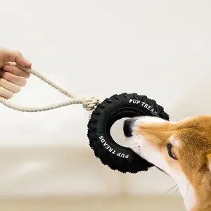 Hipipet Durable Dog Chew Toy for Aggressive Chewers - Tire Rope Tug Indestructible Dog Chew Toy Heavy Duty Tire Tug for Large Dogs