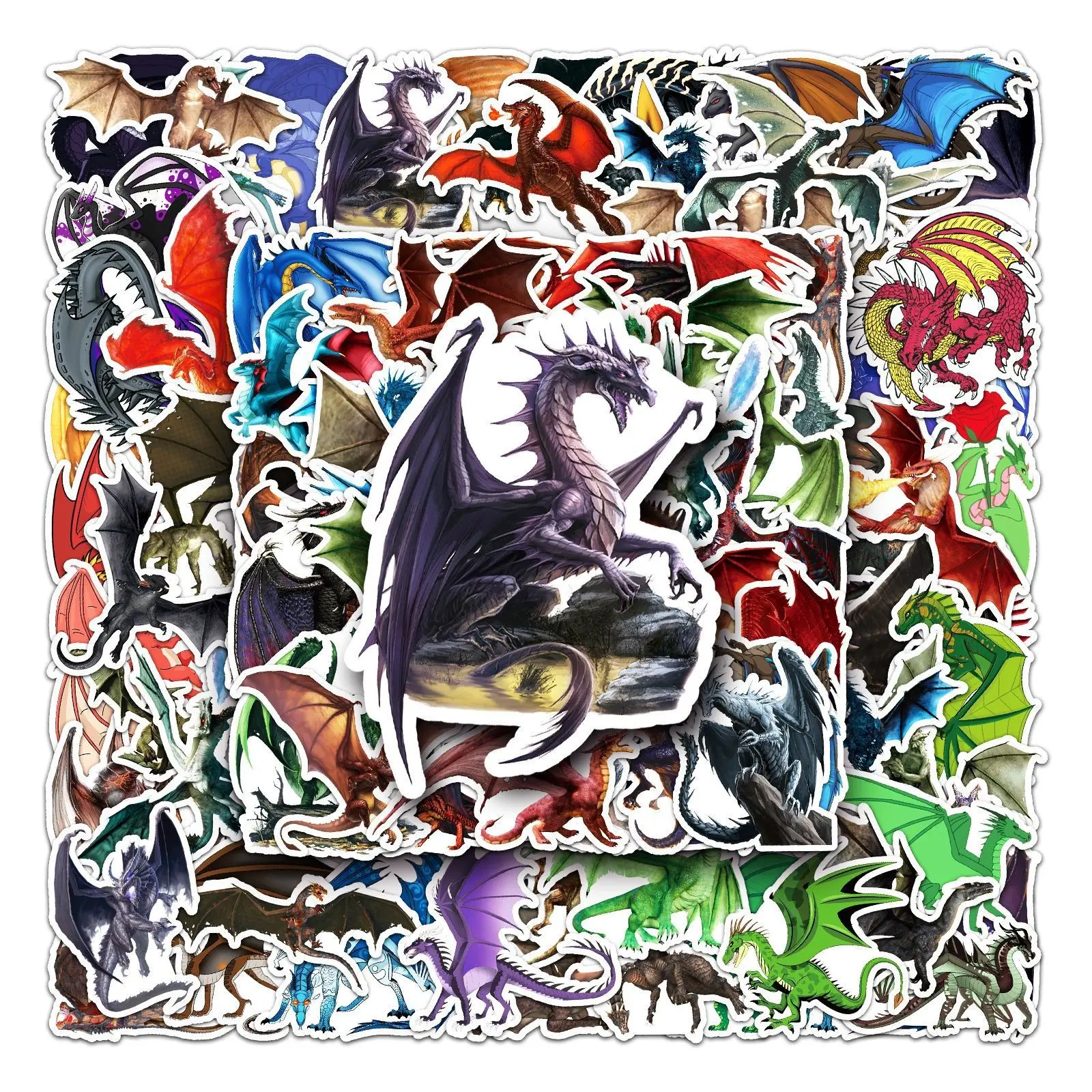 100Pcs Dragons Stickers for Laptops,Cartoon Pterosaur Vinyl Sticker for Kids Teens Adults,Cute Western Dragon House Waterproof Gift Sticker for Water Bottle Skateboard Phone Cellphone Guitar Decals