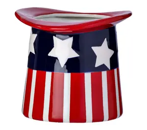 7" Ceramic American Spirit Hat Planter By Valerie