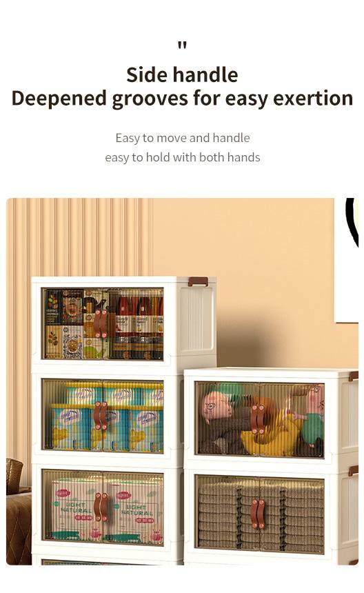 ONAIL Foldable Storage Box with Lid Stackable Household Organiser in Cream White for Kitchen Bedroom Bathroom & Warehouse Large Capacity L XL XXL Sizes