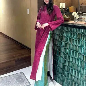 Áo dài tằm óng ánh Kim kèm quần đồng chất - Vietnamese traditional dress
