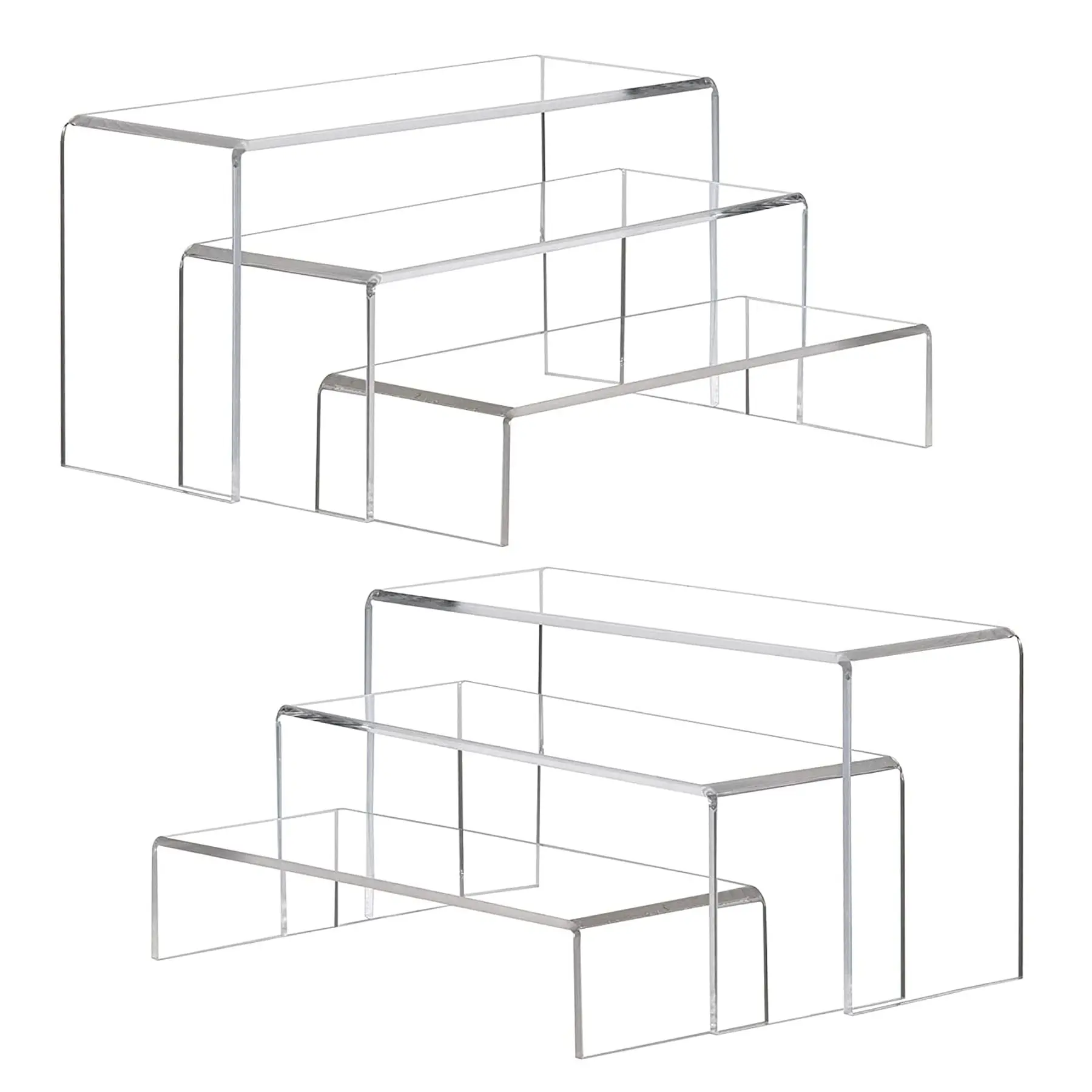 2 Sets Clear Large Dessert Display Stand, Transparent Rectangular Display Stand for Collectibles, Retail Countertop Upright Display Stand for Organizing and Decorating