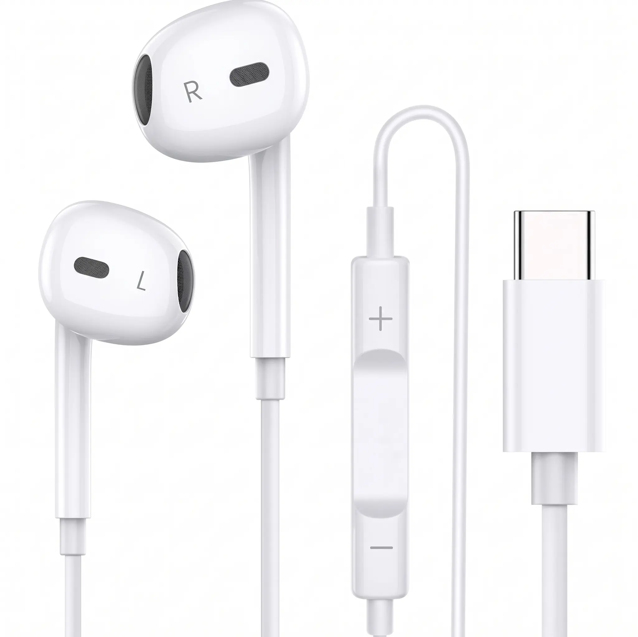 Wired In-Ear Headphones - USB-C with Mic, Volume Control, HiFi Stereo, Dual Channel Custom Fit for iPhone 17/17 Pro/16/15, Samsung S25/S24/S23, Pixel 10/9, OnePlus & USB-C Phones, Wired Heaphones, Custom In-Ear Wired Headphones, Cord, Earbuds In Ear