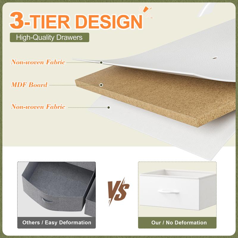 【Vanity sideboard】Raybee 8 Drawers Mini Dresser for Bedroom,Dorm & Attic's Dresser with Built-In Charging Station and LED, Sturdy Chest of Drawers with Two Open Shelves for Storage,Hides all your clutter to keep you organized & your vibe on point